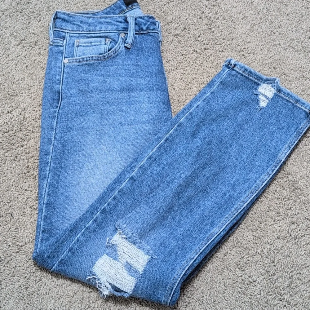 Just Black Denim Straight Leg Jeans Distressed Medium Wash Size 28